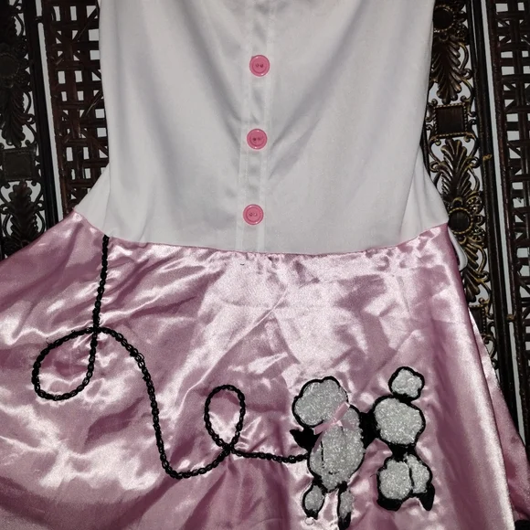 Halloween Costume Pink & White Poodle Skirt  Adult Small Sock Hop - Picture 4 of 5